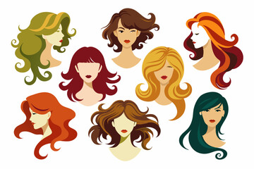 woman hair silhouettes vector illustration