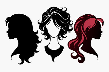 woman hair silhouettes vector illustration