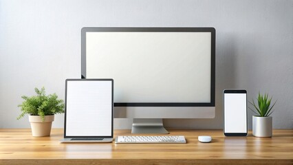 Fototapeta premium flat lay view Tablet Mockup for Application Presentation, Web Design or User Interface Design - Template for Representation and Presentation of Design