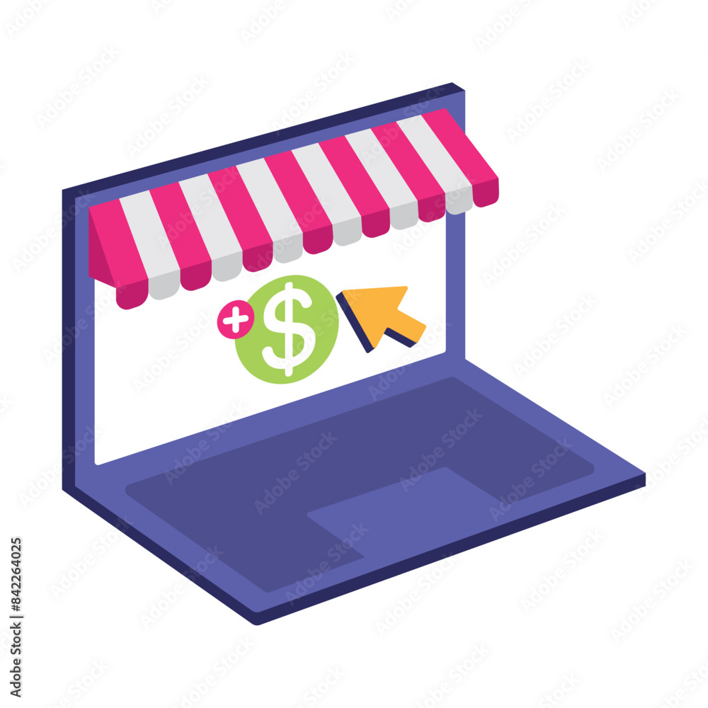 Poster laptop and online shopping ecommerce