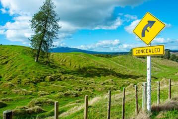 Road Sign in Waikato Region - New Zealand