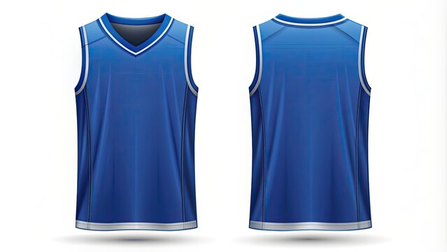 blue basketball jersey template for team club, jersey sport, front and back, sleeveless tank top shirt