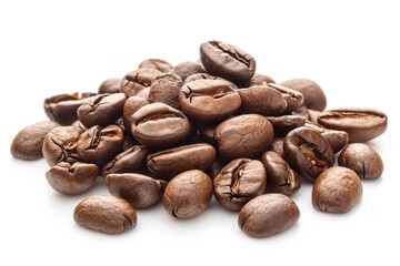 Naklejka premium Coffee beans on a white backdrop, isolated. Generative Ai