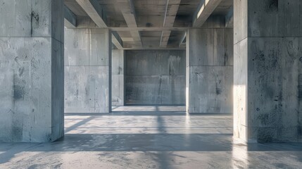blank concrete space interior, 3d rendering