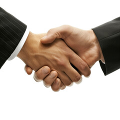 Close-up image of two hands in a handshake, symbolizing business agreement, partnership, cooperation, and teamwork.