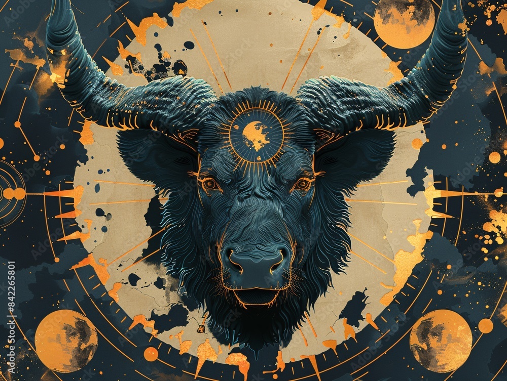 Poster zodiac signs in a line art style with space for text in an editorial layout