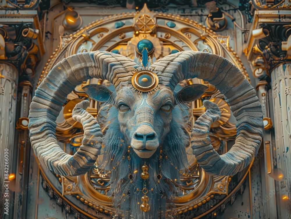 Poster abstract zodiac signs with a reserved text space in an editorial format