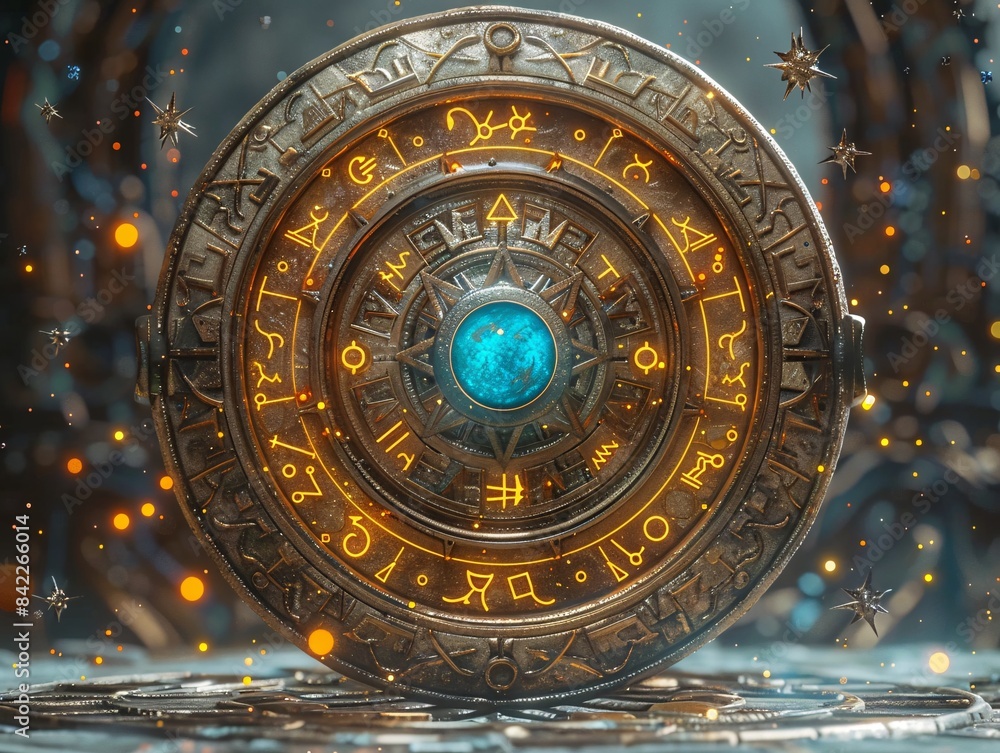 Poster abstract zodiac signs with a reserved text space in an editorial format