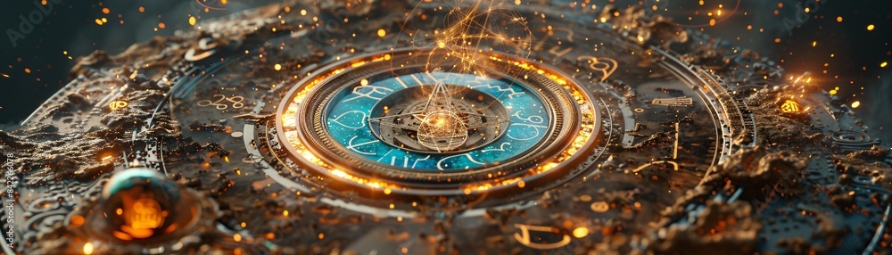 Poster digital art of zodiac signs with a text placeholder in an editorial design