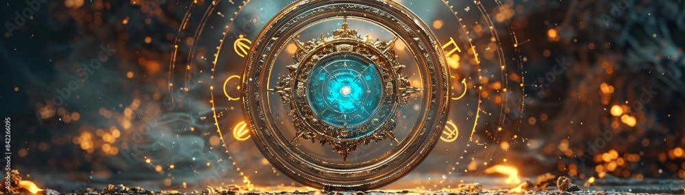 Poster digital art of zodiac signs with a text placeholder in an editorial design