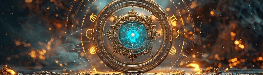 Obraz premium Digital art of zodiac signs with a text placeholder in an editorial design