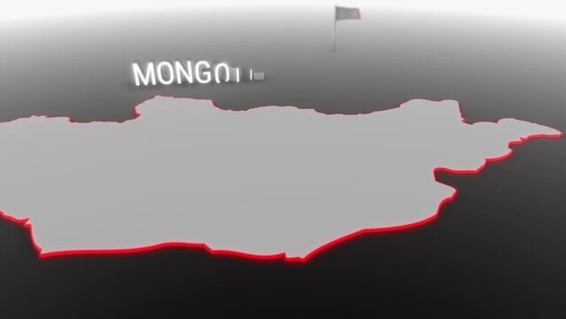 3d animated map of Mongolia gets hit and fractured by the text &ldquo;Crisis&rdquo;