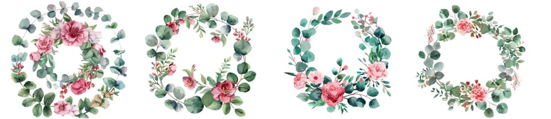 Floral Elegance: A Delicate Watercolor Wreath Capturing Nature's Beauty