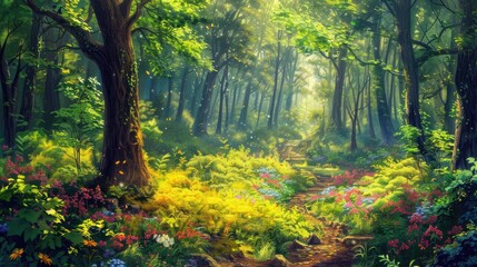 Fototapeta premium Vibrant Forest Enchantment during the Spring Season