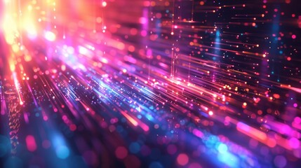Fototapeta premium Vibrant neon light streaks in motion background