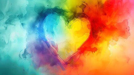 An abstract background with a rainbow spectrum heart symbolizing partnership and love