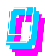 3D Futuristic Pixel Letter Alphabet Vector Element O