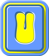 Square Button Letter Alphabet Vector Element U