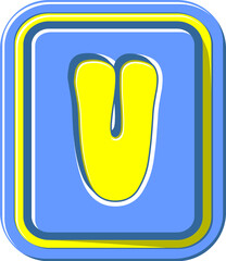 Square Button Letter Alphabet Vector Element V