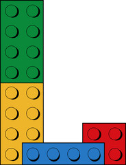 Building Brick Block Toy Letter Alphabet Vector Element L