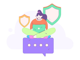 Business network security character flat vector concept operation hand drawn illustration
