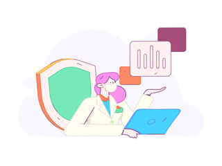 Business network security character flat vector concept operation hand drawn illustration
