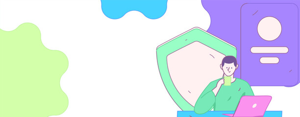 Business network security character flat vector concept operation hand drawn illustration
