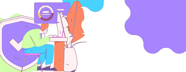 Business network security character flat vector concept operation hand drawn illustration
