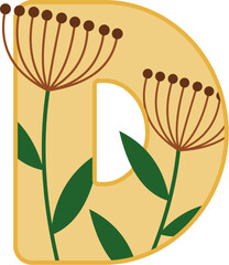 Colorful Cute Flower Letter Alphabet Vector Element D