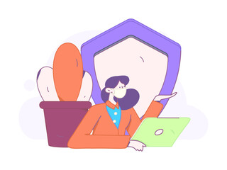 Business network security character flat vector concept operation hand drawn illustration
