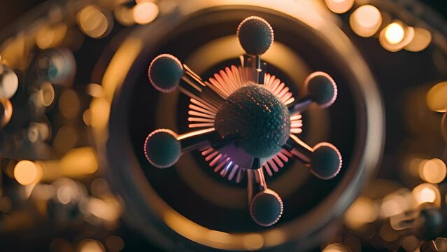 Futuristic Molecular Structure with Abstract Bokeh Background