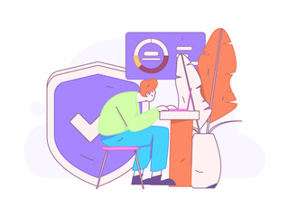 Business network security character flat vector concept operation hand drawn illustration

