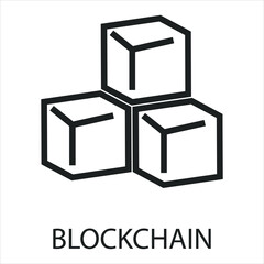 blockchain flat icon outline vector art