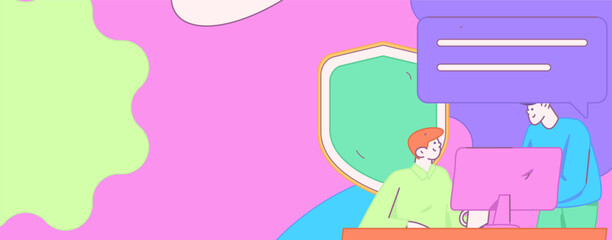 Business network security character flat vector concept operation hand drawn illustration
