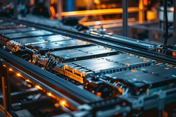 Electric vehicle assembly line for mass production. Generative Ai