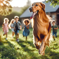 Greenhouse Fun with Kids and Dog,Kids and Pet in Lush Greenhouse.