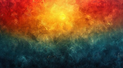 Fototapeta premium Grainy Retro Fusion: Teal-Orange-Red-Blue Summer Poster