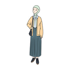 Preppy Eclectic Hijab Style Illustration