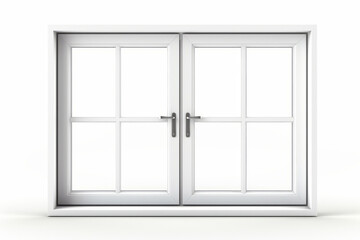Obraz premium White double door with white frame and glass panels on the outside.