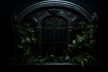 Fototapeta premium Window with bunch of plants growing out of it's sides.