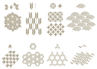 ラフな手描き風の和柄が作成できるスタンプセット2_パターンバリエーション