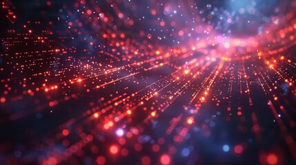 Fototapeta premium Abstract digital light particles in red and blue