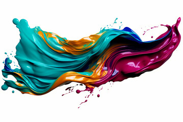 Colorful liquid painting on white background with white background.