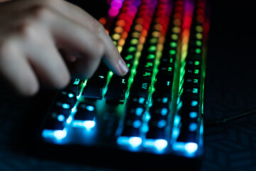 colorful rgb led keyboard. colorful rgb led keyboard typing designing working gamer designer freelancer
