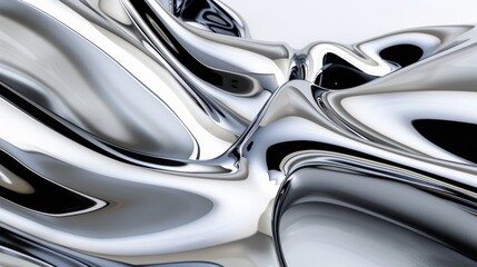 3d render of liquid silver metal abstract background,