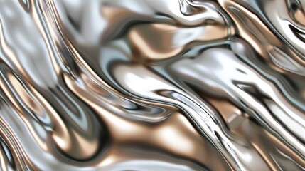 3d render of liquid silver metal abstract background,