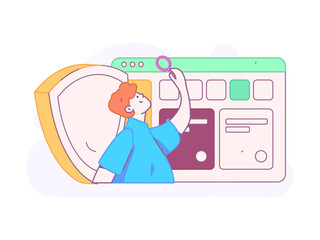 Business network security character flat vector concept operation hand drawn illustration
