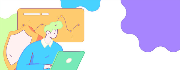 Business network security character flat vector concept operation hand drawn illustration
