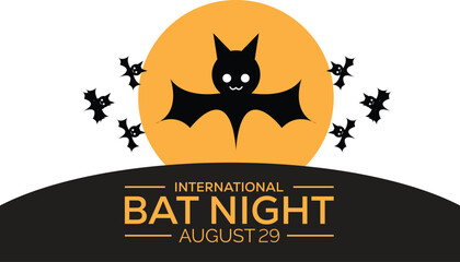 International Bat Night is observed every year on August.banner design template Vector illustration background design.