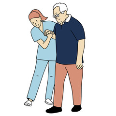 Female medical worker helping patient